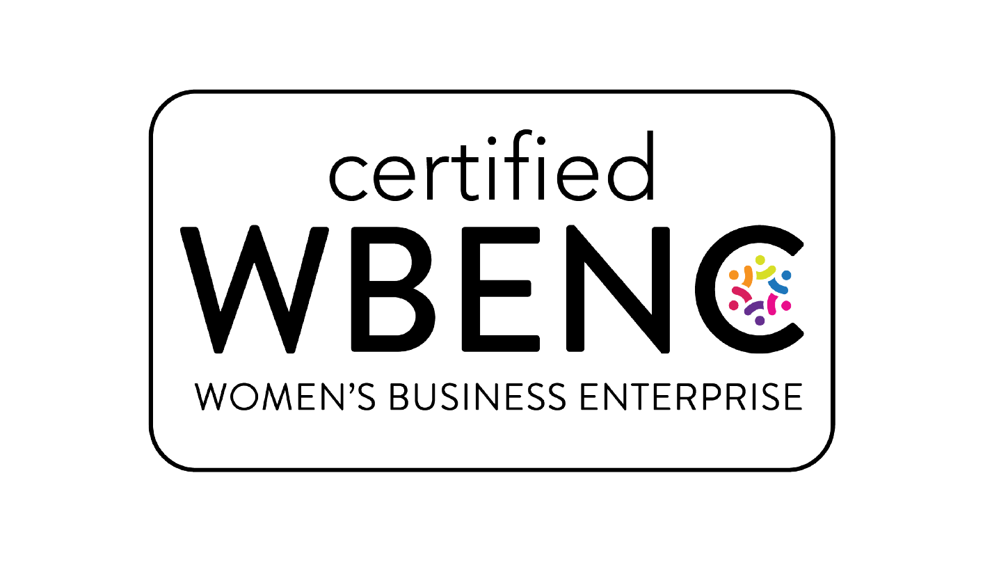 The official WBENC Seal that reads "certified WBENC Women's Business Enterprise" in black font on a white background.