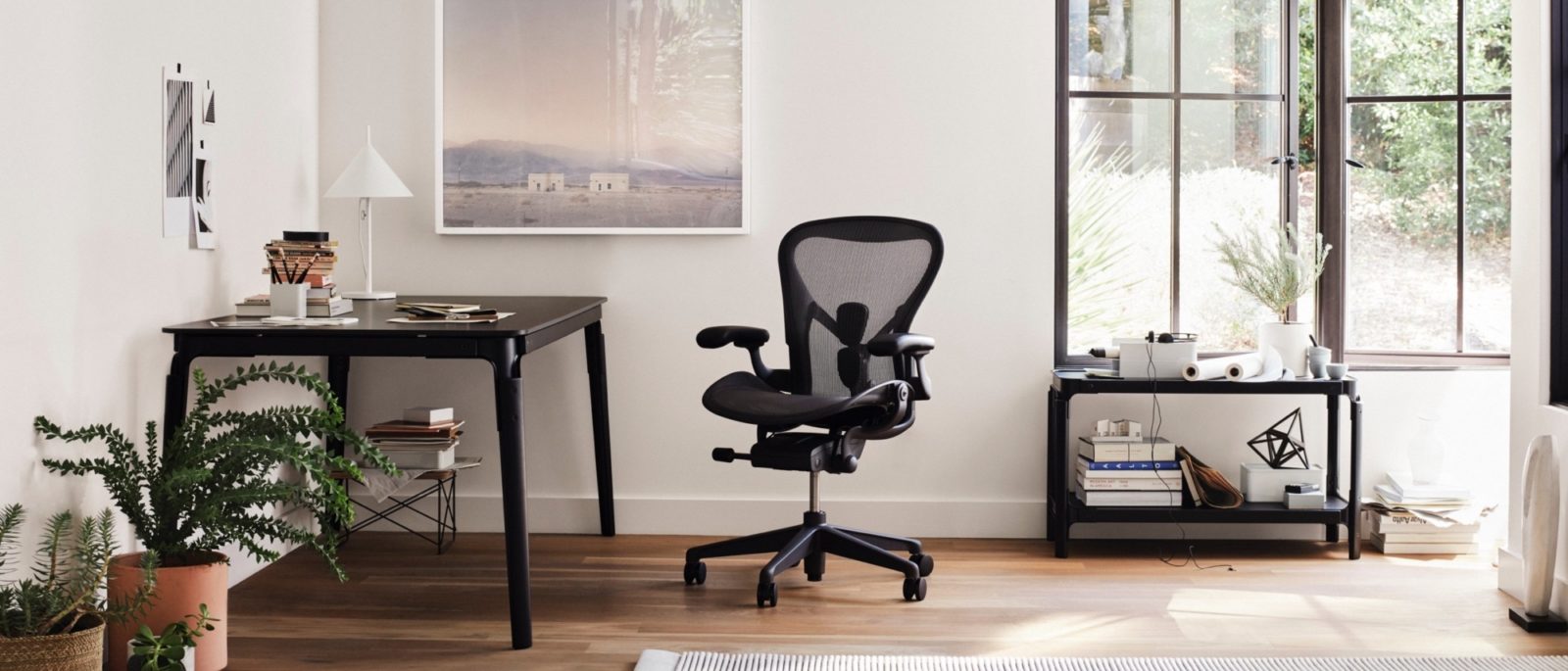 An image of a home office with an Aeron chair.