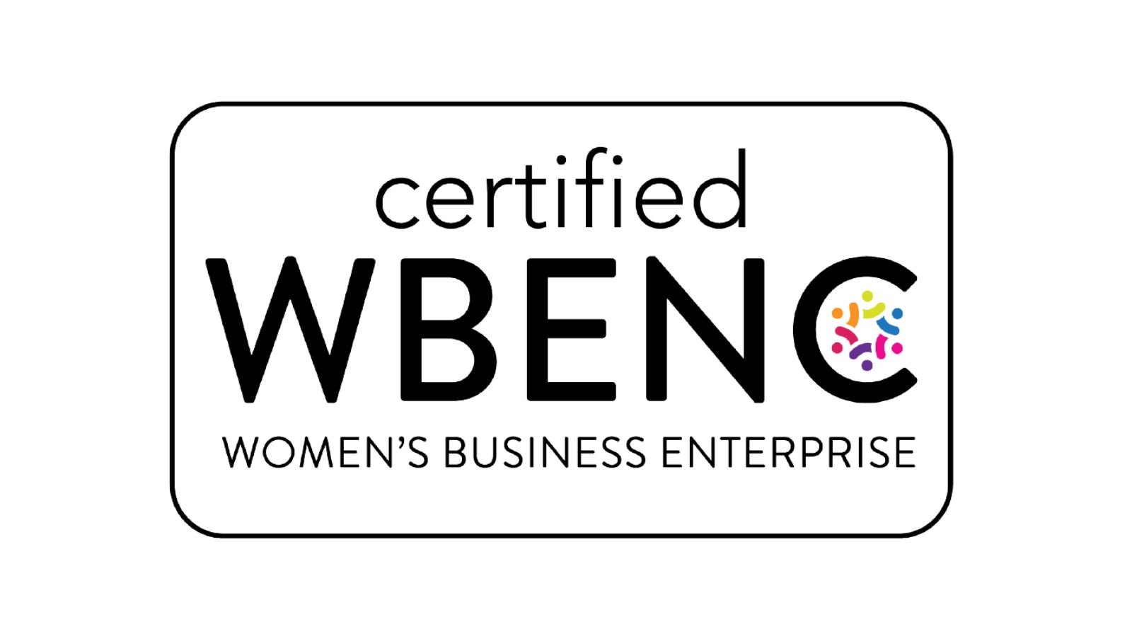 The official WBENC Seal that reads "certified WBENC Women's Business Enterprise" in black font on a white background.