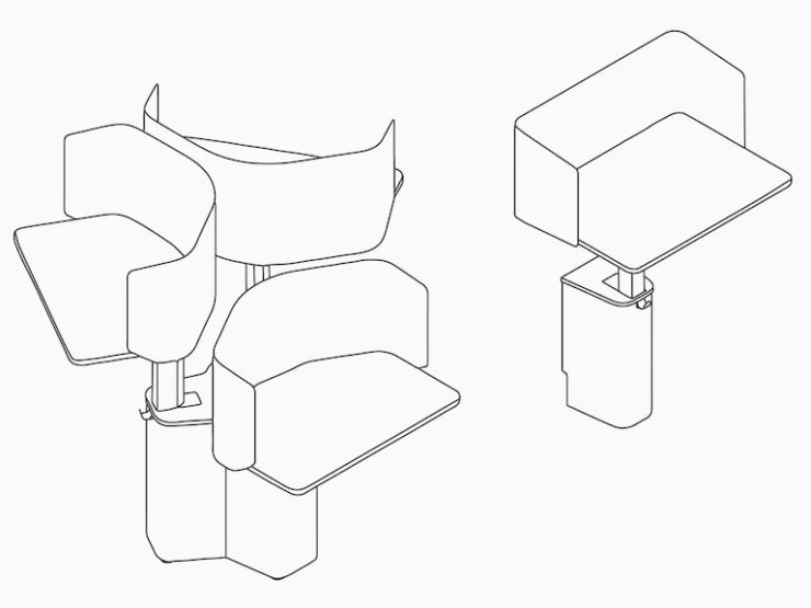 A line drawing of a three-pack of OE1 Micro Packs next to a single surface OE1 Micro Pack.
